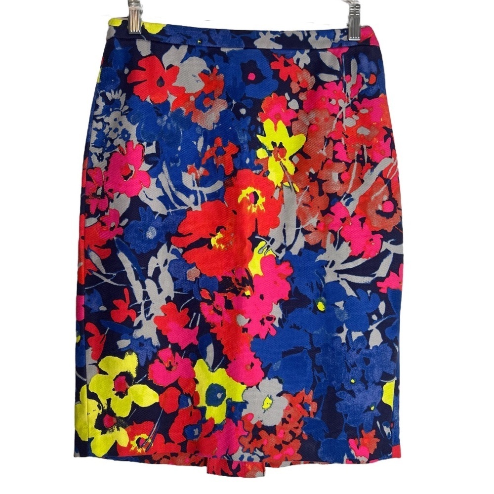 ANN TAYLOR LOFT Vibrant Floral Pencil Knee Length Skirt Size 2 - Picture 3 of 10